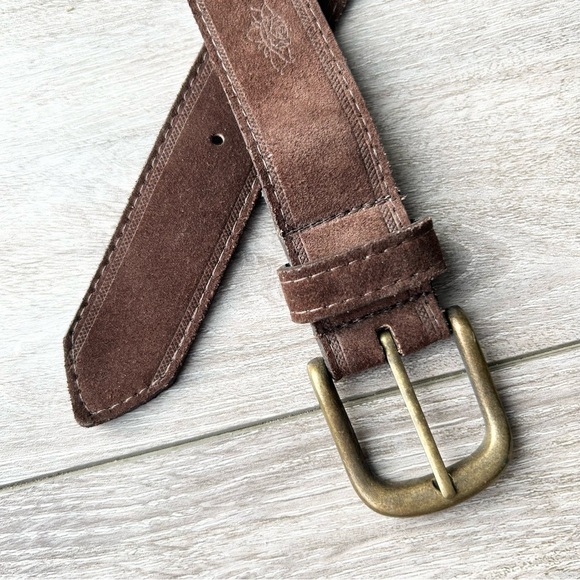 Vintage Nevada Jeanswear Floral Embossed Suede Leather Belt - Picture 7 of 12